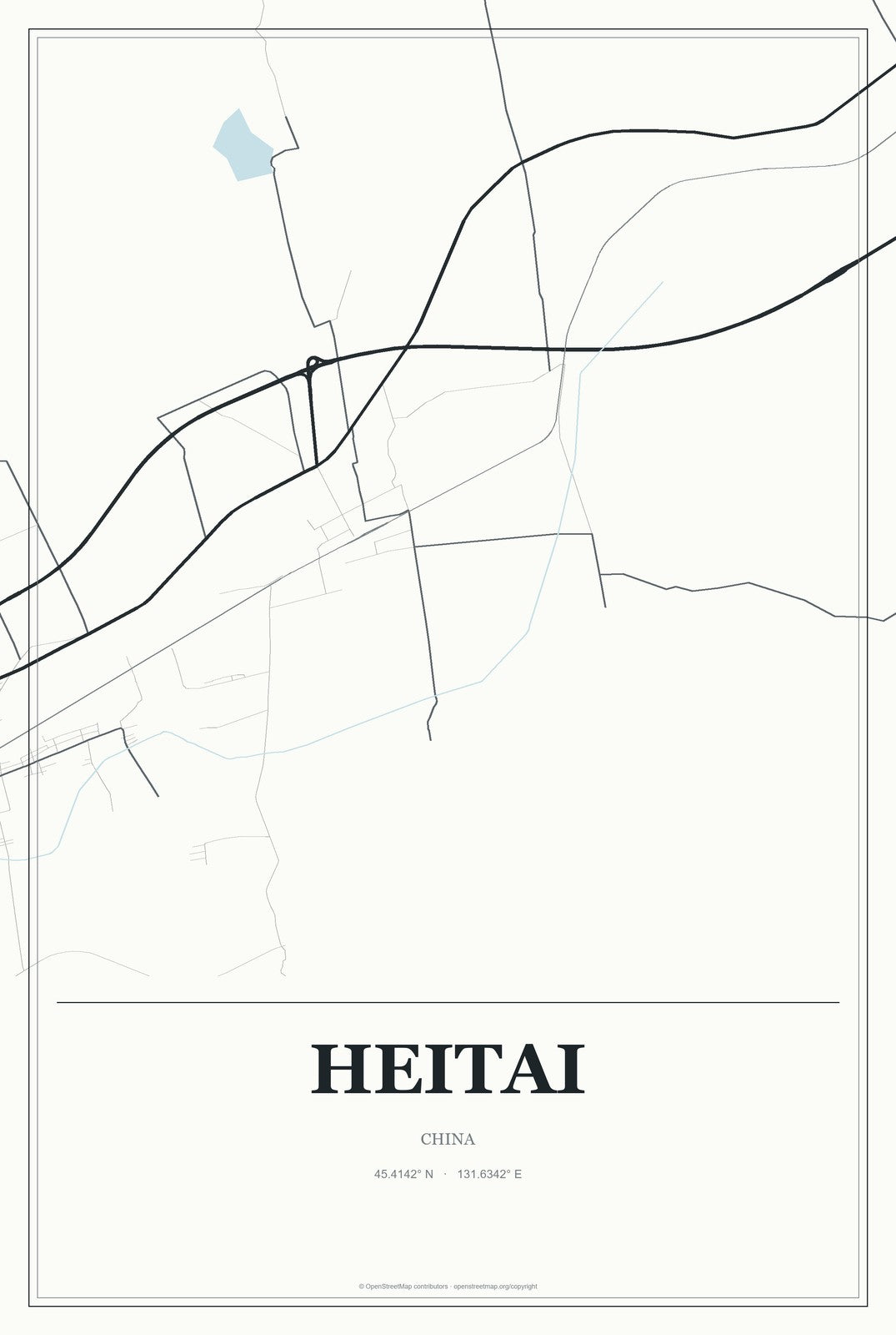 Heitai, China City Map Aluminum Sign in Gallery Air style
