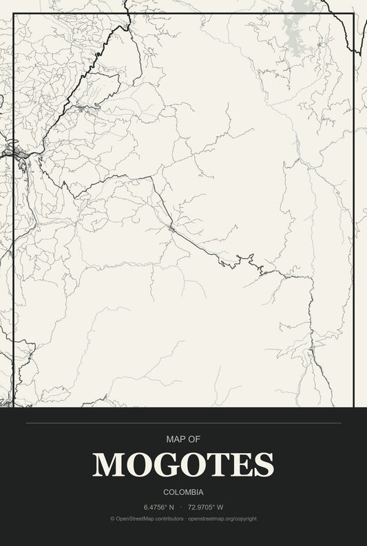Mogotes, Colombia City Map Aluminum Sign in Museum Plaque style