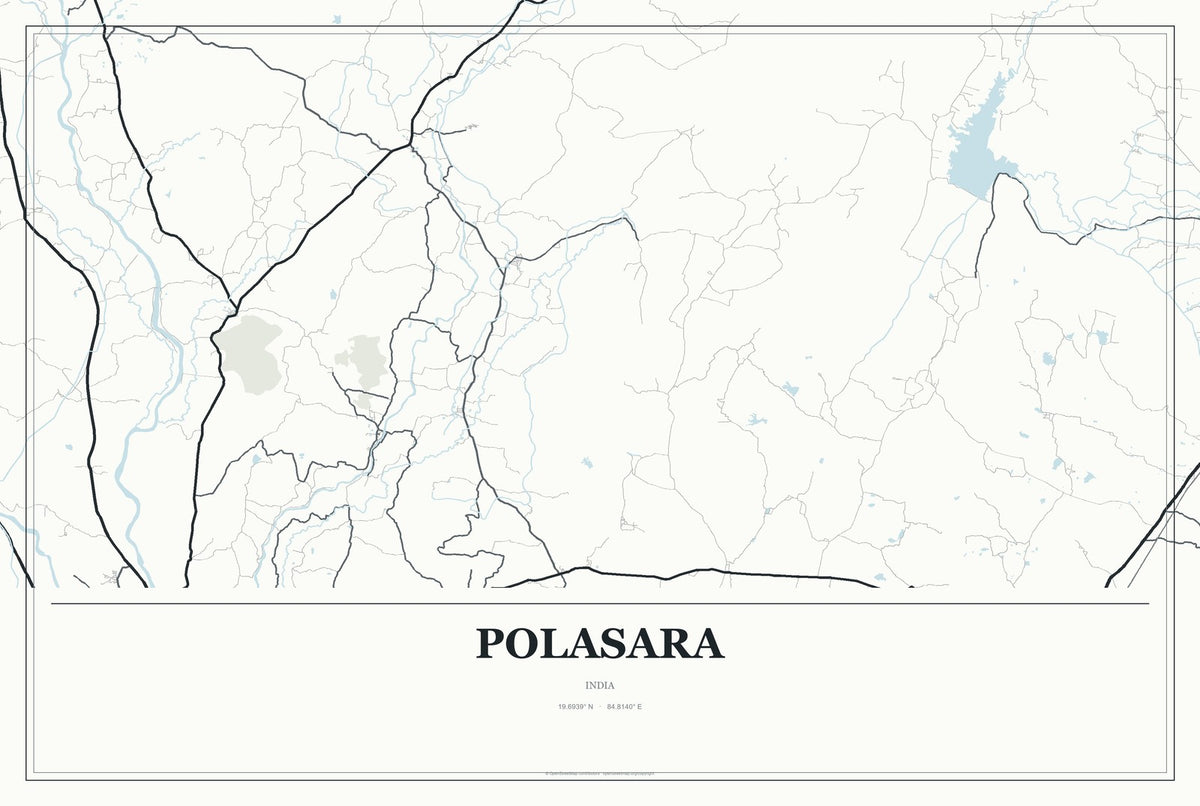 Polasara, India City Map Aluminum Sign in Gallery Air style