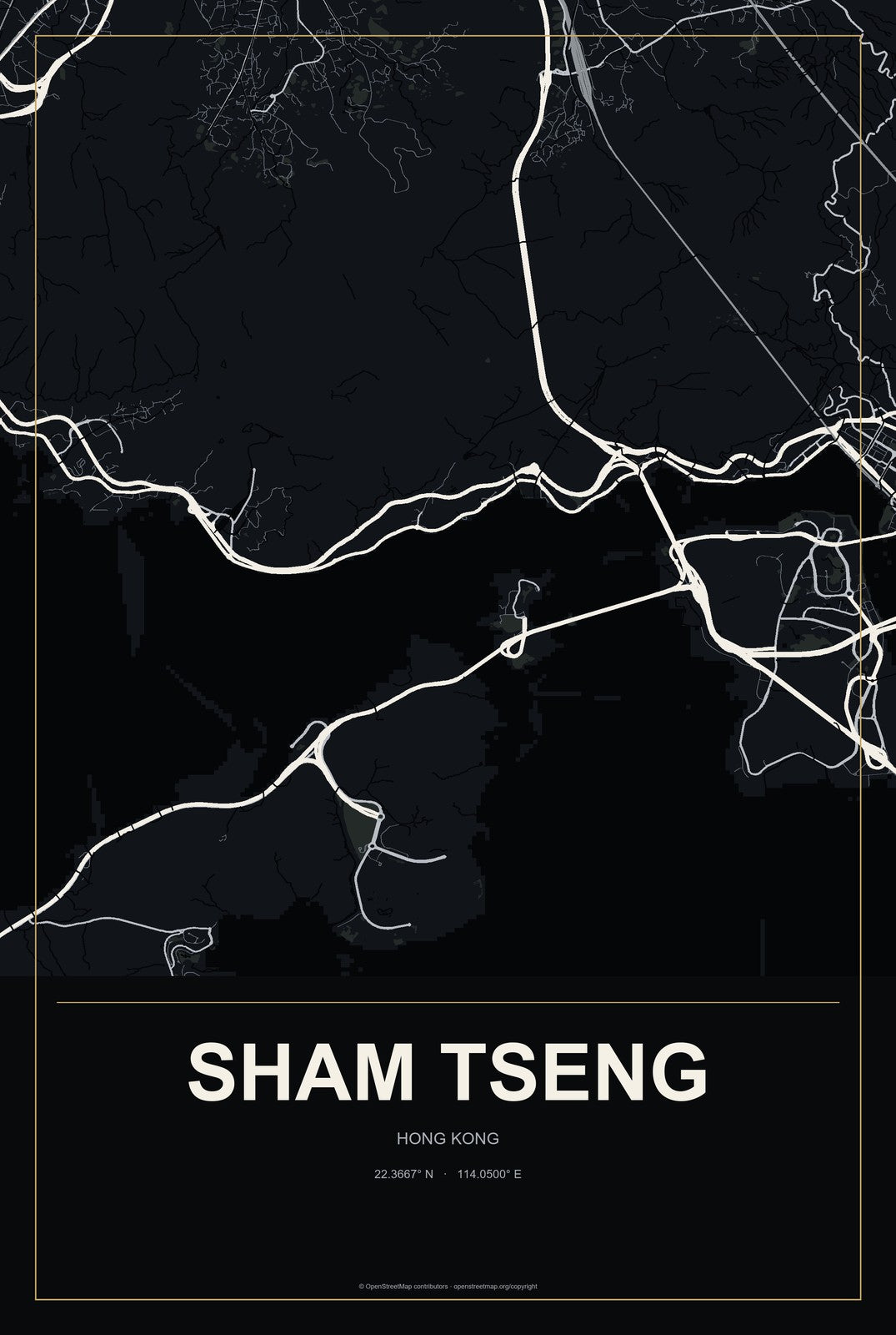 Sham Tseng, Hong Kong City Map Aluminum Sign in Metropolitan Noir style