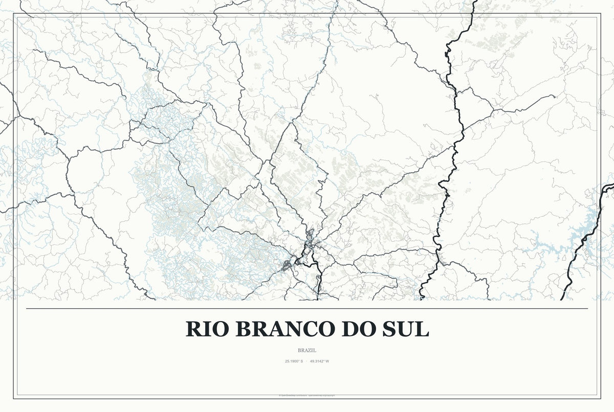 Rio Branco do Sul, Brazil City Map Aluminum Sign in Gallery Air style