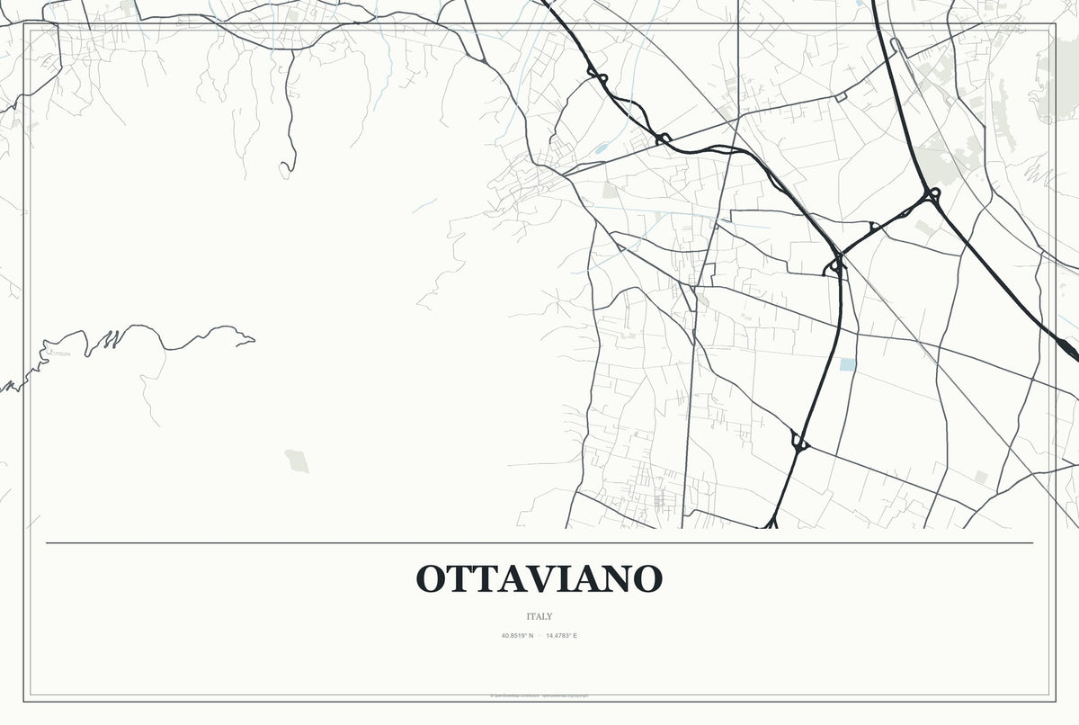 Ottaviano, Italy City Map Aluminum Sign in Gallery Air style
