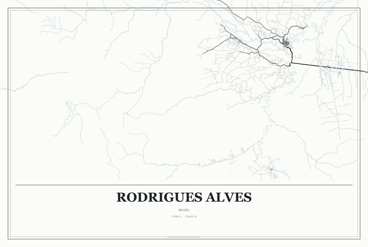 Rodrigues Alves, Brazil City Map Aluminum Sign in Gallery Air style