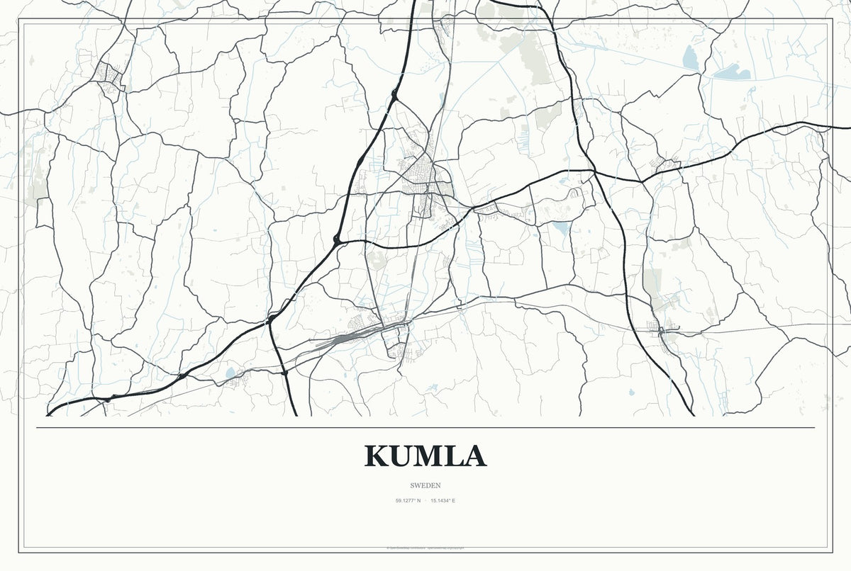 Kumla, Sweden City Map Aluminum Sign in Gallery Air style