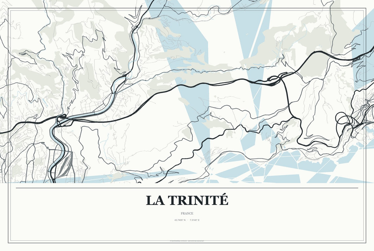 La Trinité, France City Map Aluminum Sign in Gallery Air style