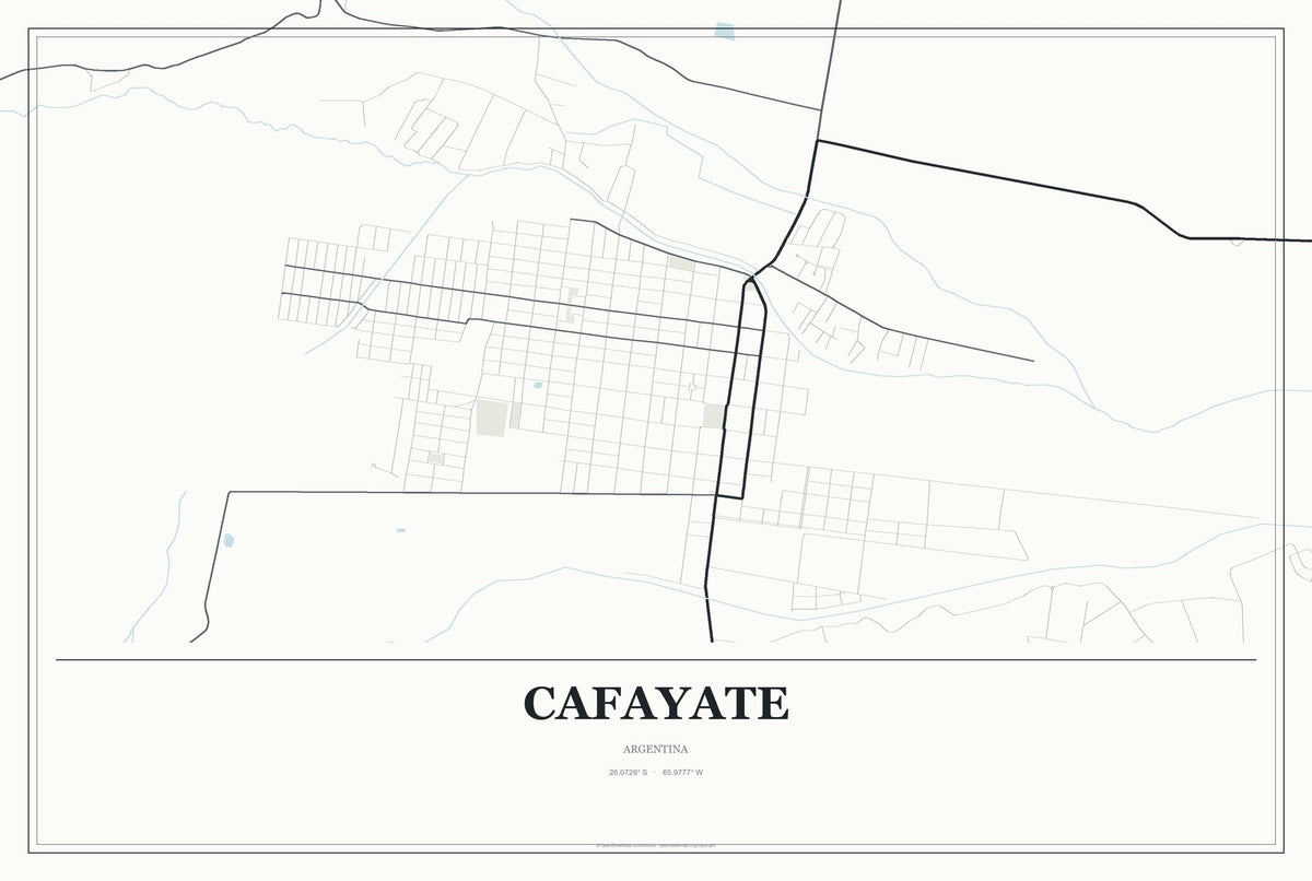 Cafayate, Argentina City Map Aluminum Sign in Gallery Air style