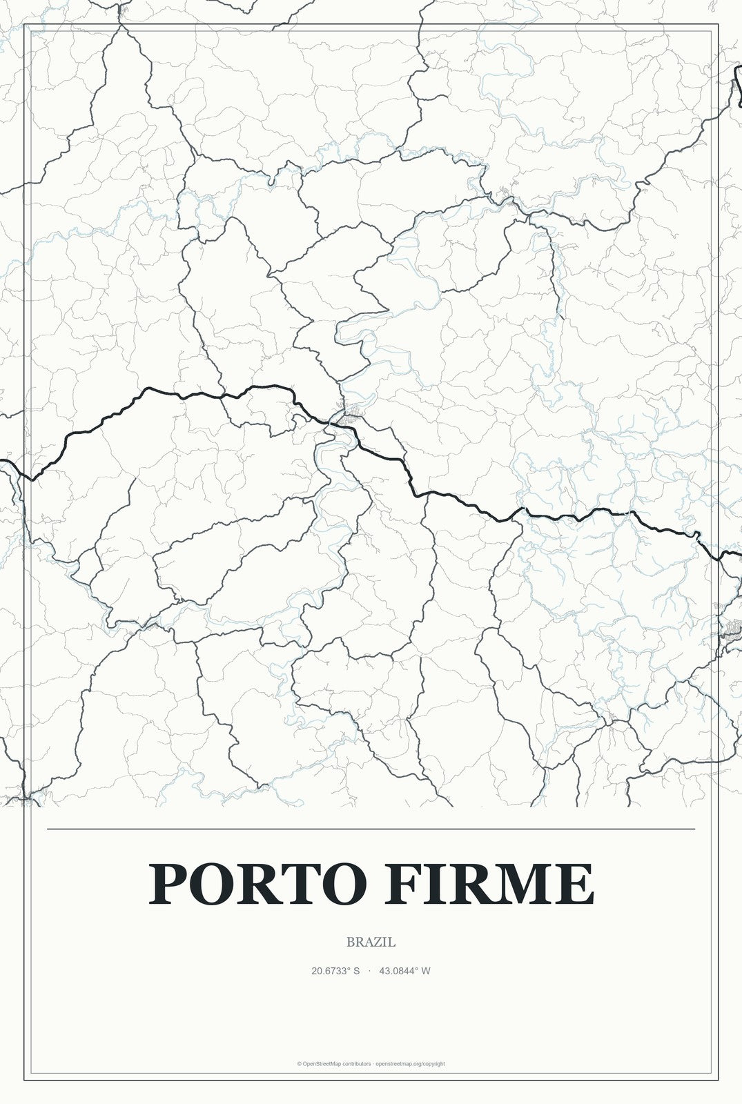 Porto Firme, Brazil City Map Aluminum Sign in Gallery Air style