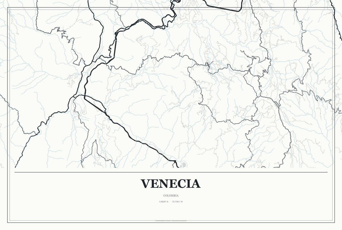 Venecia, Colombia City Map Aluminum Sign in Gallery Air style
