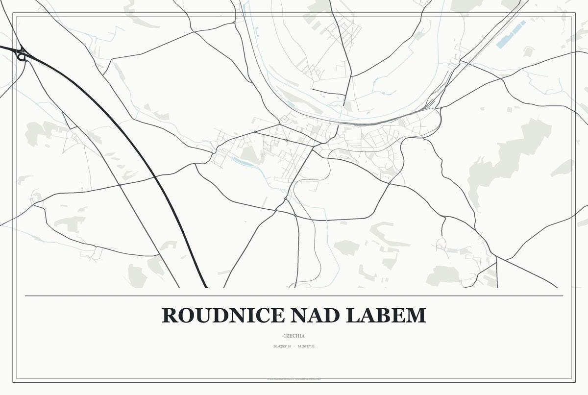 Roudnice nad Labem, Czechia City Map Aluminum Sign in Gallery Air style
