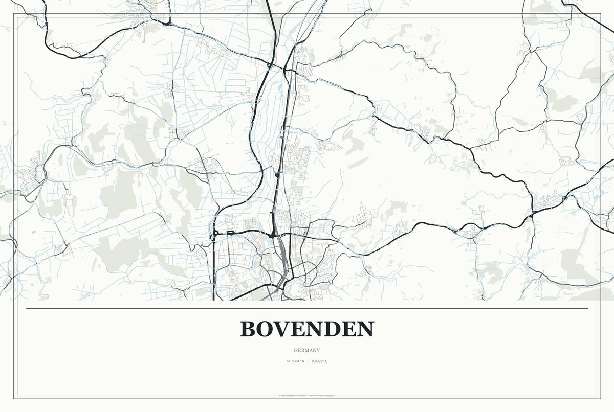 Bovenden, Germany City Map Aluminum Sign in Gallery Air style
