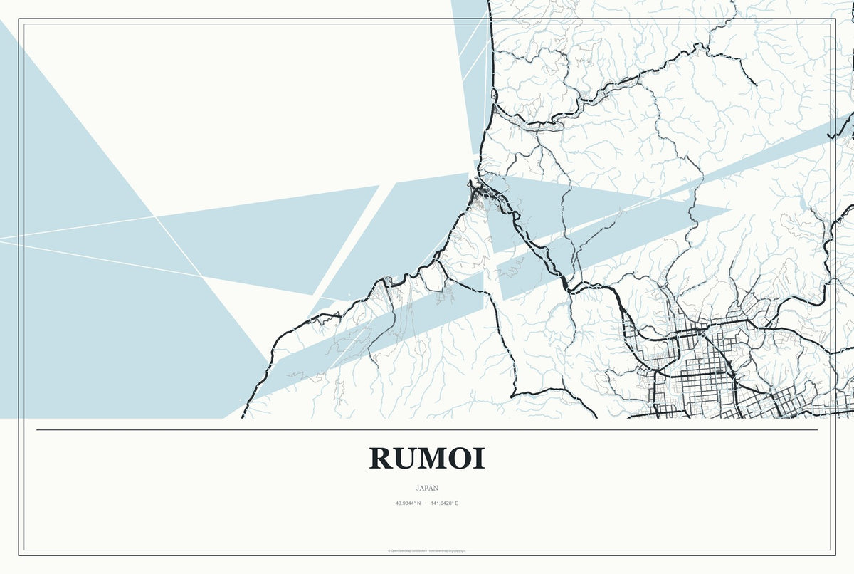 Rumoi, Japan City Map Aluminum Sign in Gallery Air style