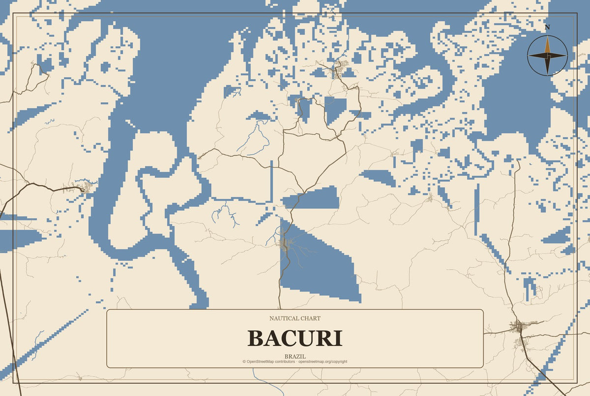 Bacuri, Brazil City Map Aluminum Sign in Heritage Nautical style