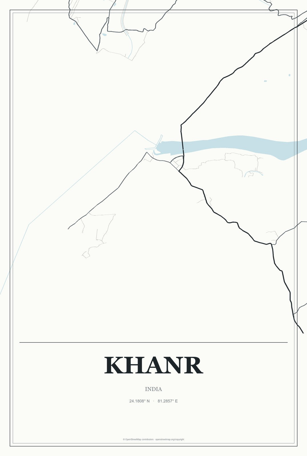 Khanr, India City Map Aluminum Sign in Gallery Air style