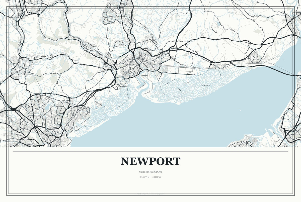 Newport, England, United Kingdom City Map Aluminum Sign in Gallery Air style