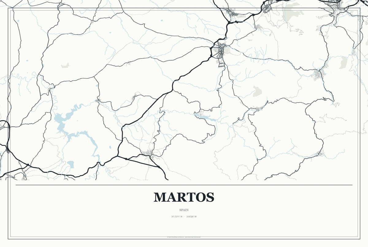 Martos, Spain City Map Aluminum Sign in Gallery Air style