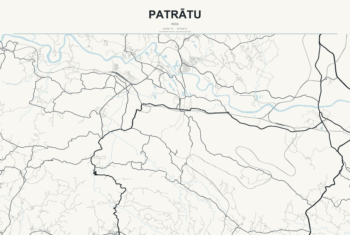 Patrātu, India City Map Aluminum Sign in Headline Atlas style