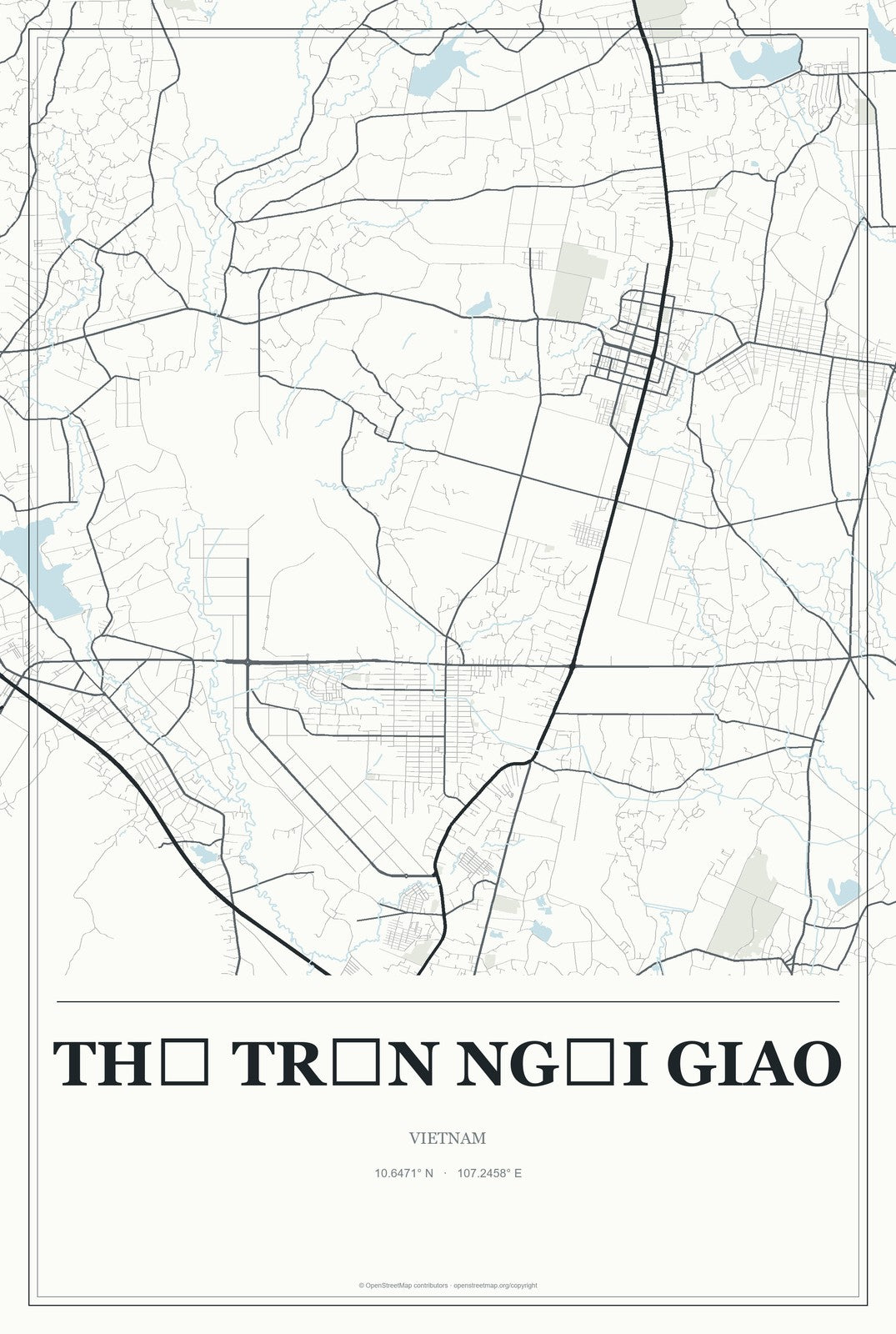 Thị Trấn Ngải Giao, Vietnam City Map Aluminum Sign in Gallery Air style