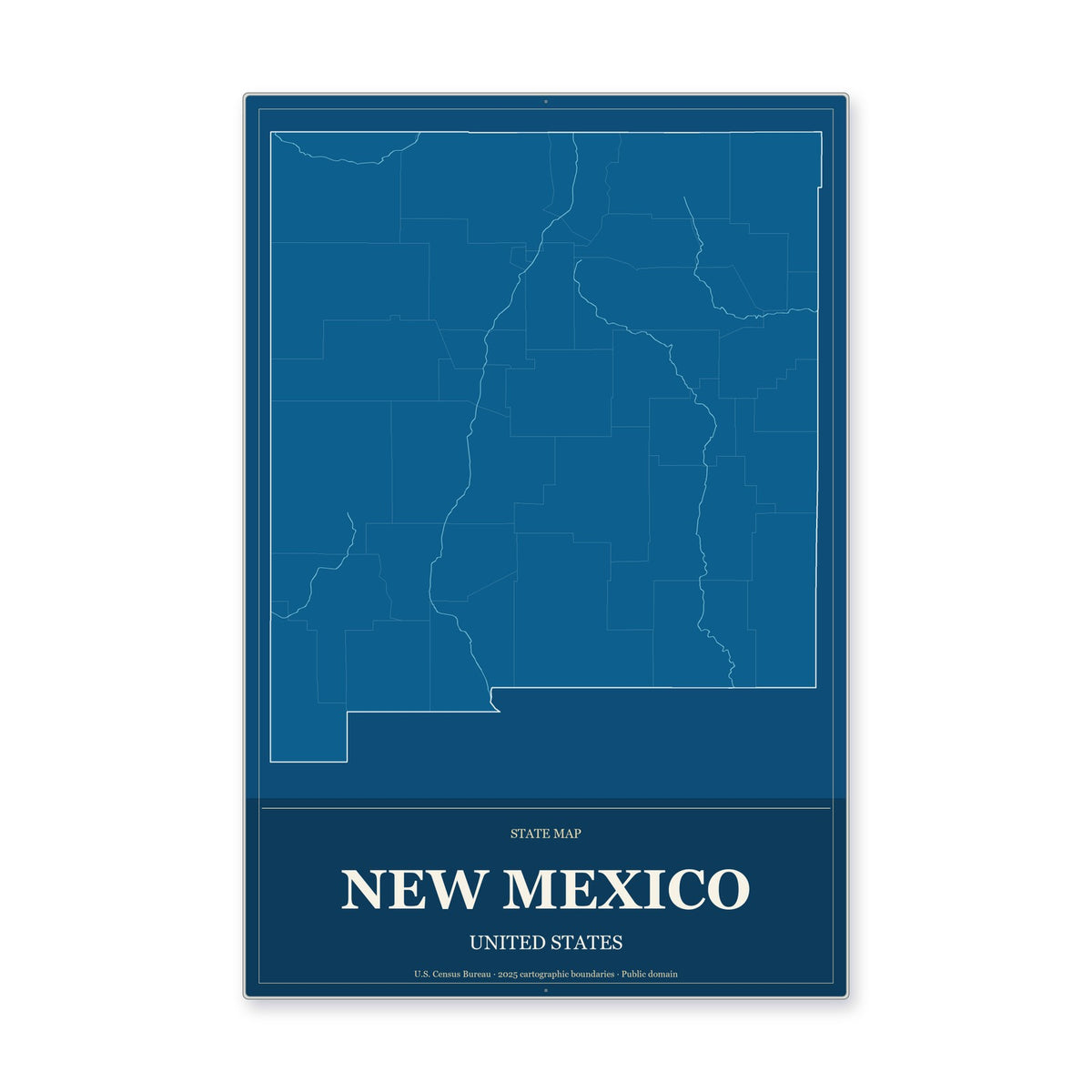 New Mexico state map aluminum sign in Harbor Cobalt style