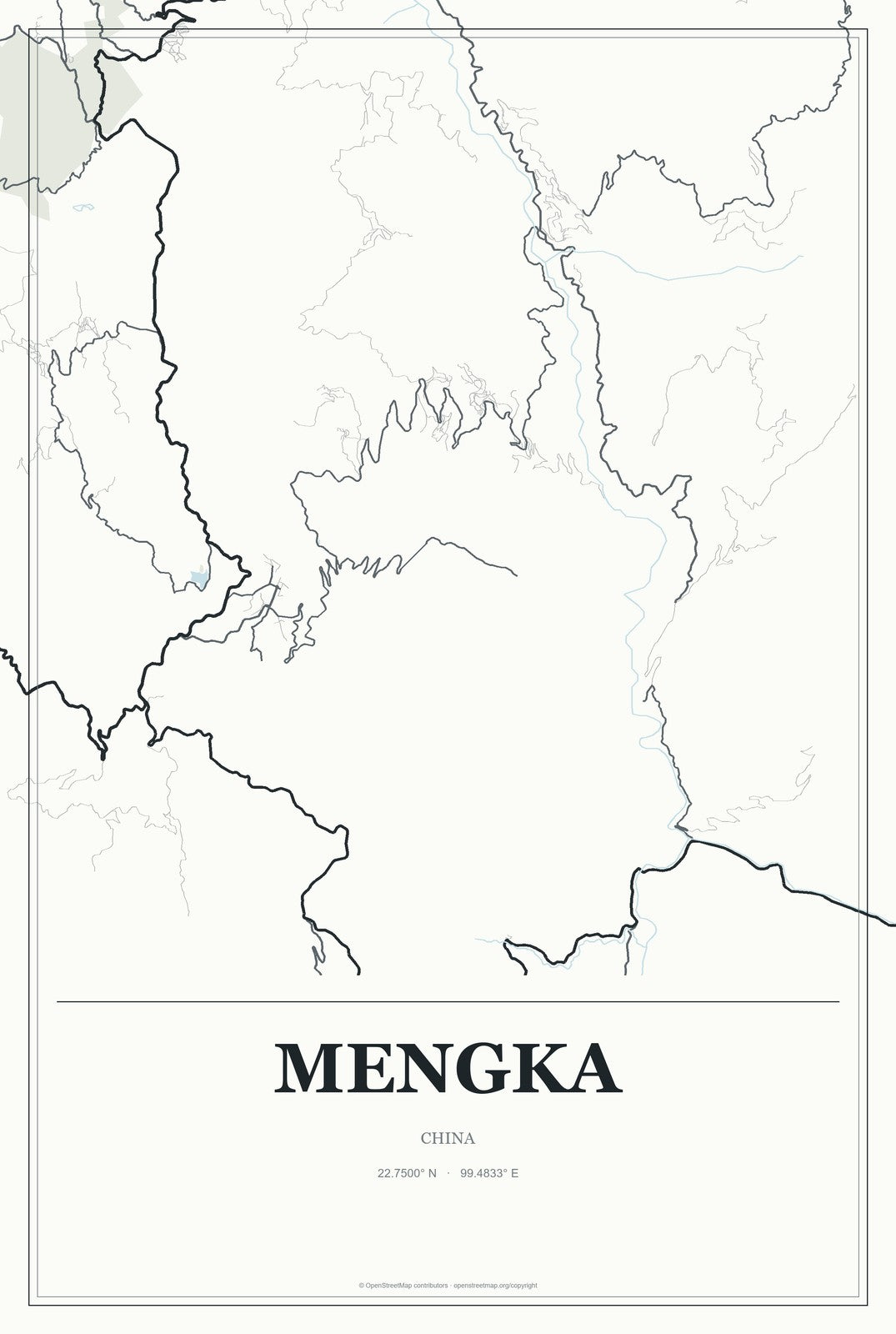 Mengka, China City Map Aluminum Sign in Gallery Air style