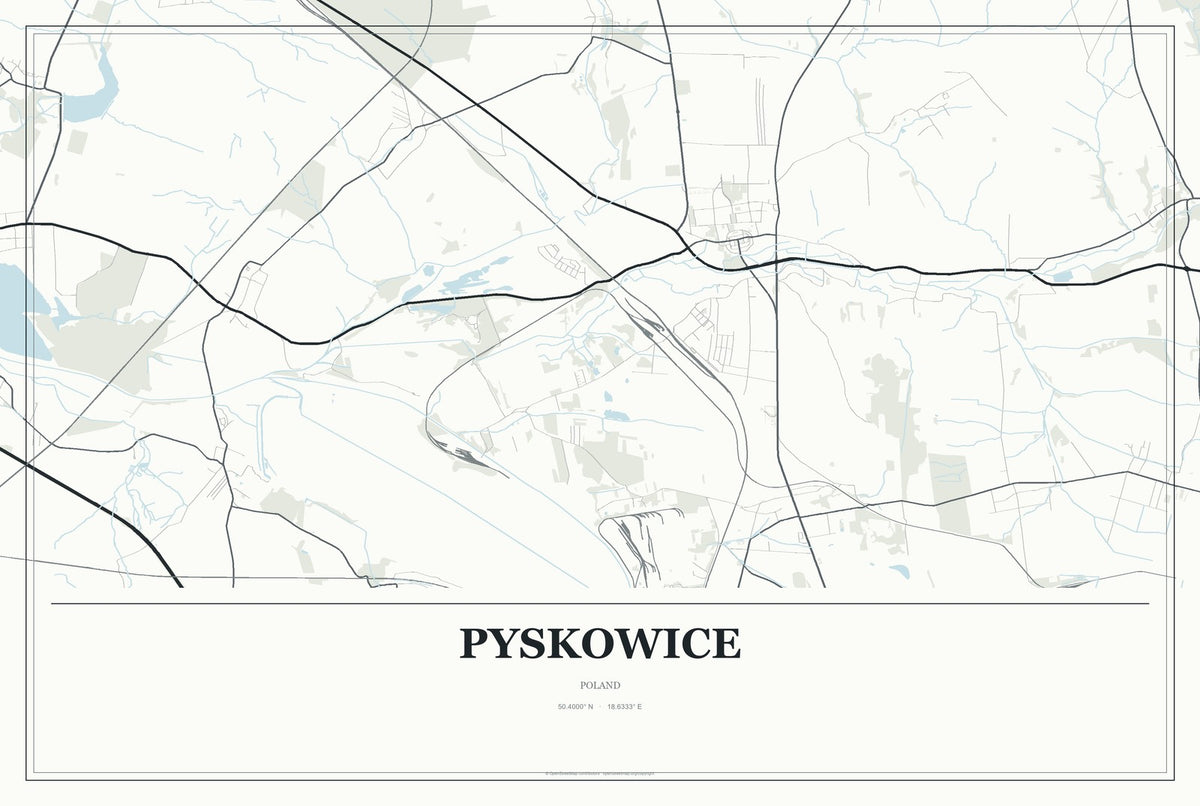 Pyskowice, Poland City Map Aluminum Sign in Gallery Air style