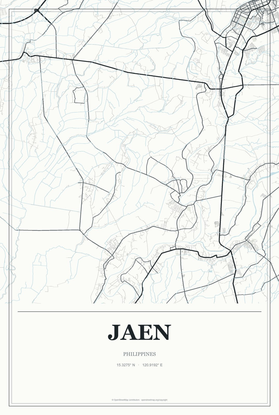 Jaen, Philippines City Map Aluminum Sign in Gallery Air style