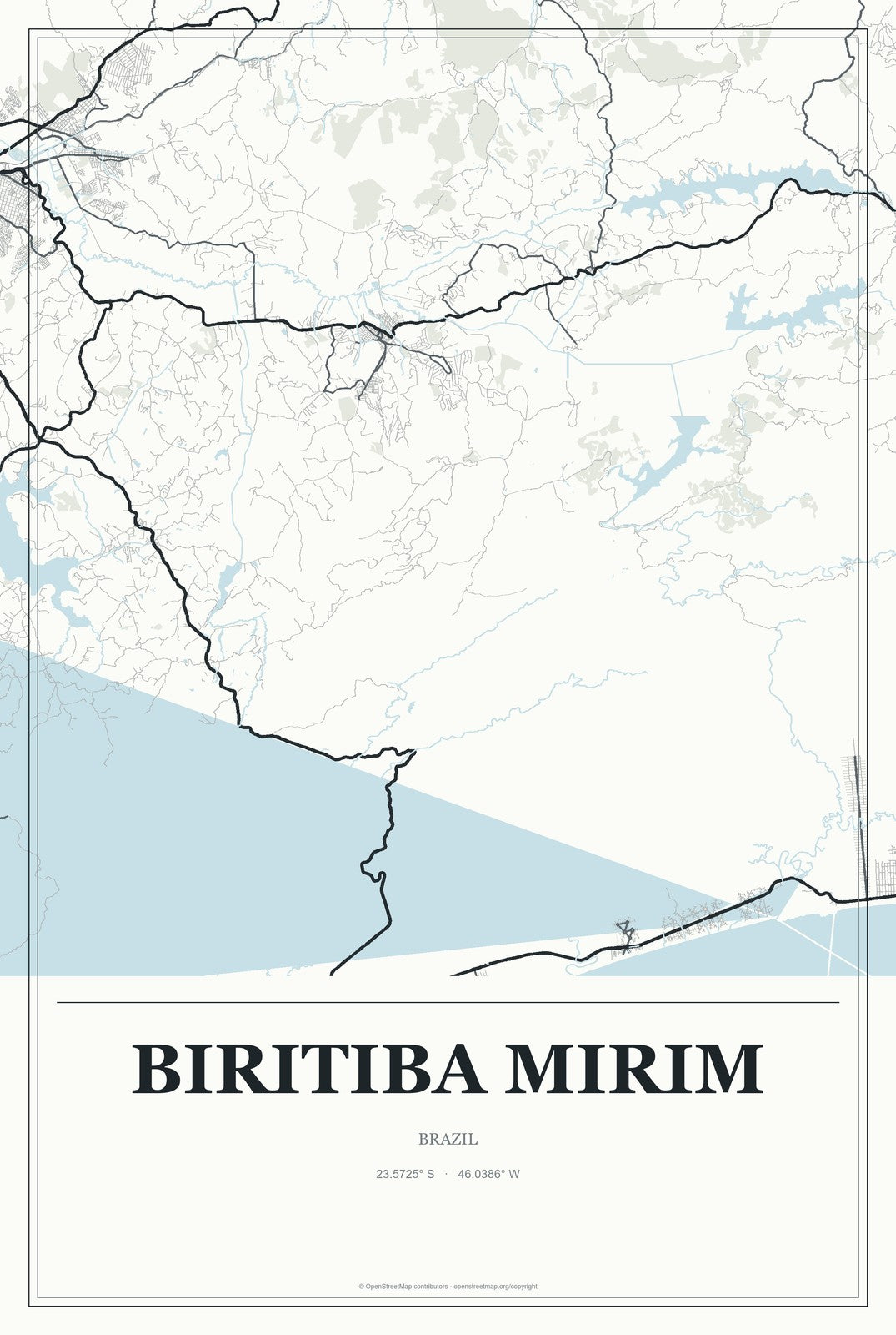 Biritiba Mirim, Brazil City Map Aluminum Sign in Gallery Air style