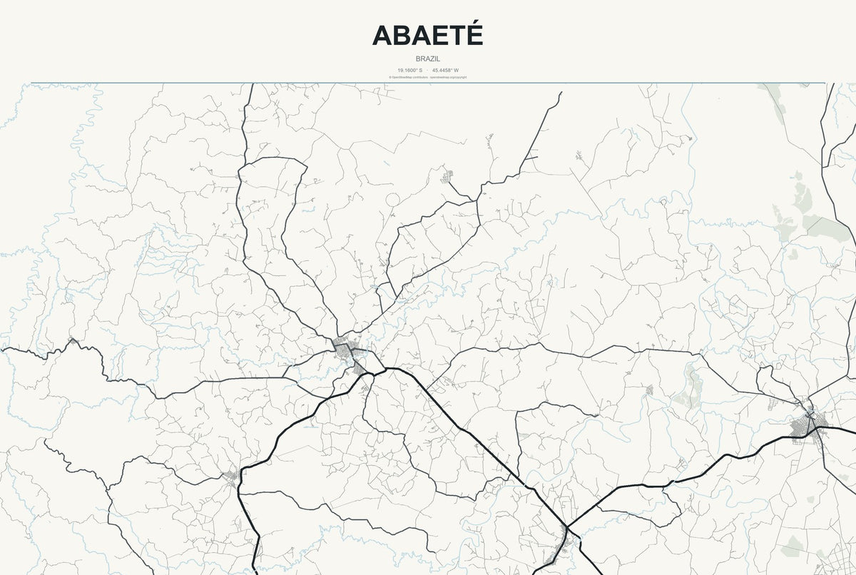 Abaeté, Brazil City Map Aluminum Sign in Headline Atlas style