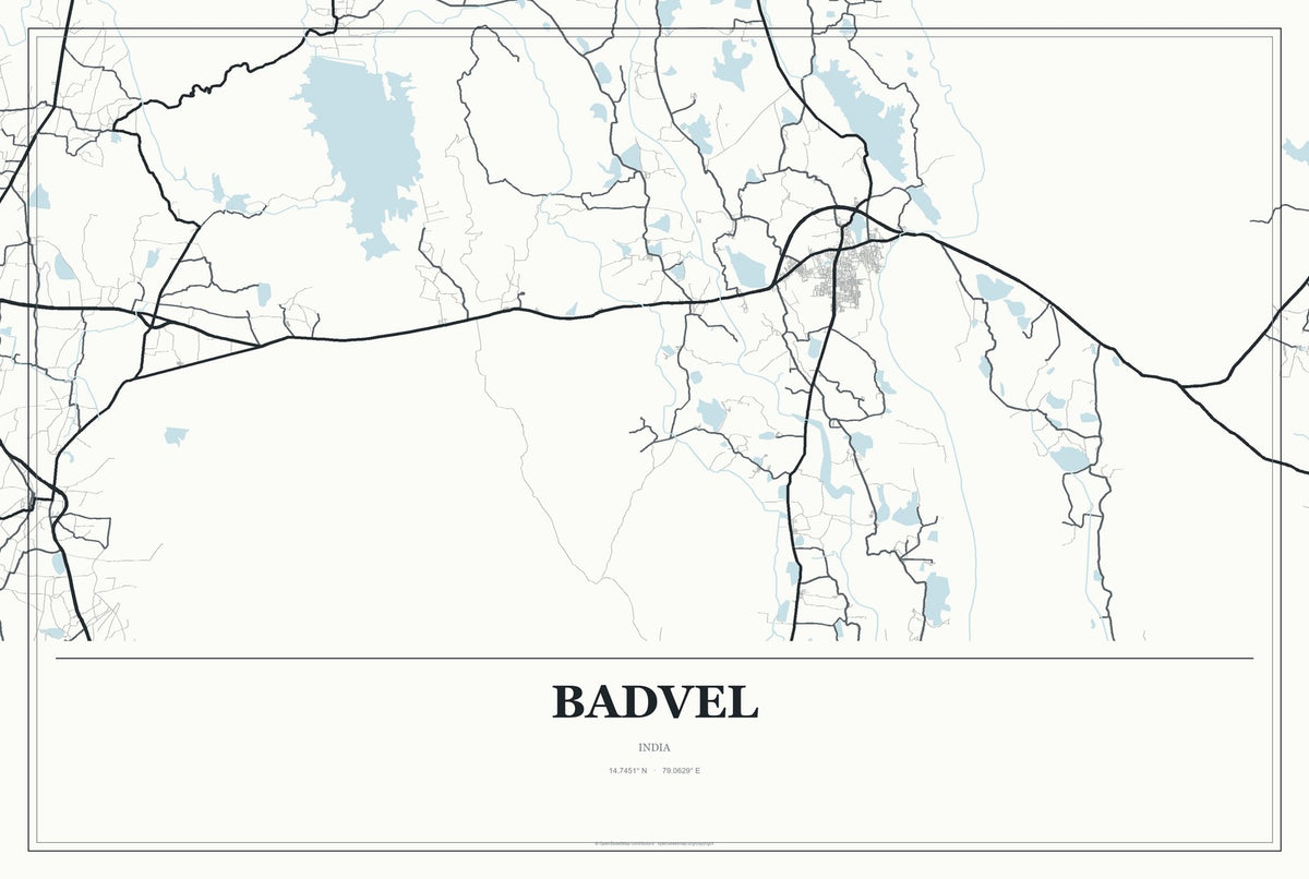 Badvel, India City Map Aluminum Sign in Gallery Air style