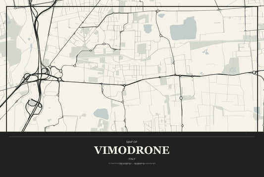 Vimodrone, Italy City Map Aluminum Sign in Museum Plaque style