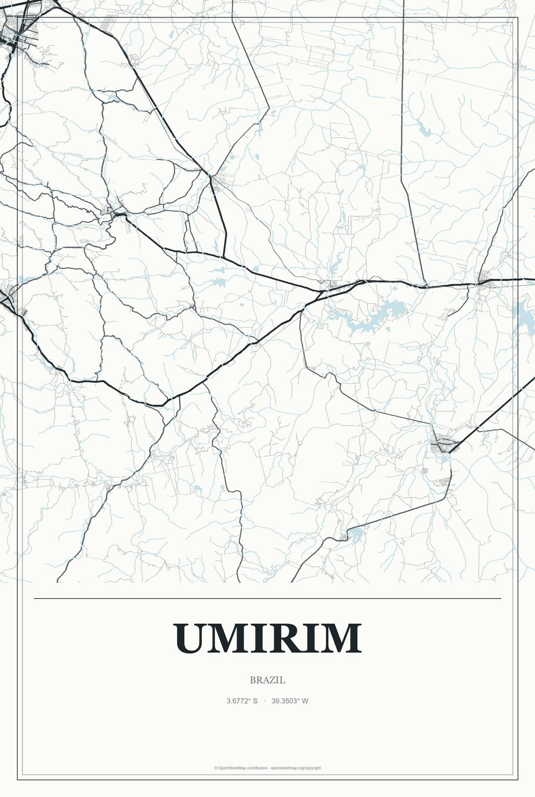 Umirim, Brazil City Map Aluminum Sign in Gallery Air style