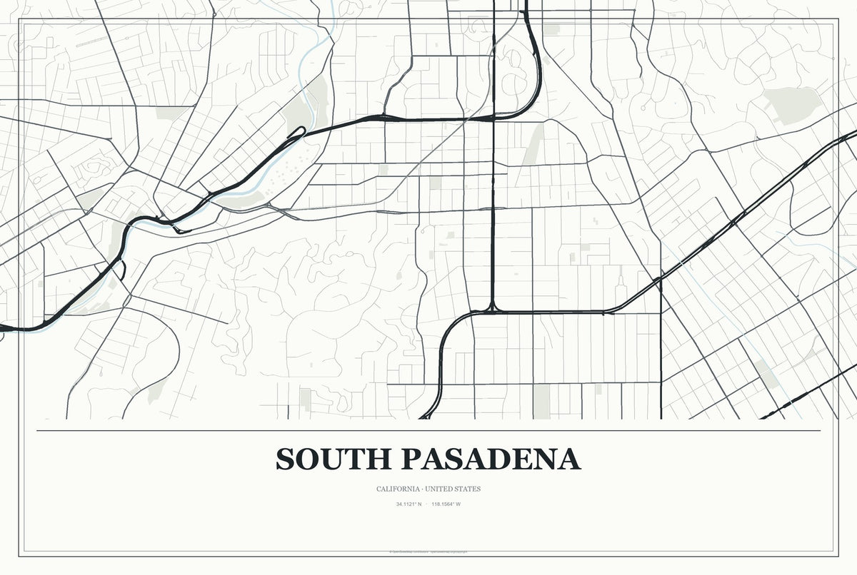 South Pasadena, California City Map Aluminum Sign in Gallery Air style