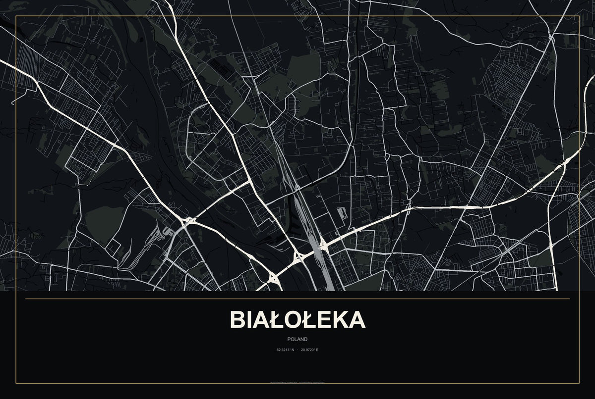 Białołeka, Poland City Map Aluminum Sign in Metropolitan Noir style