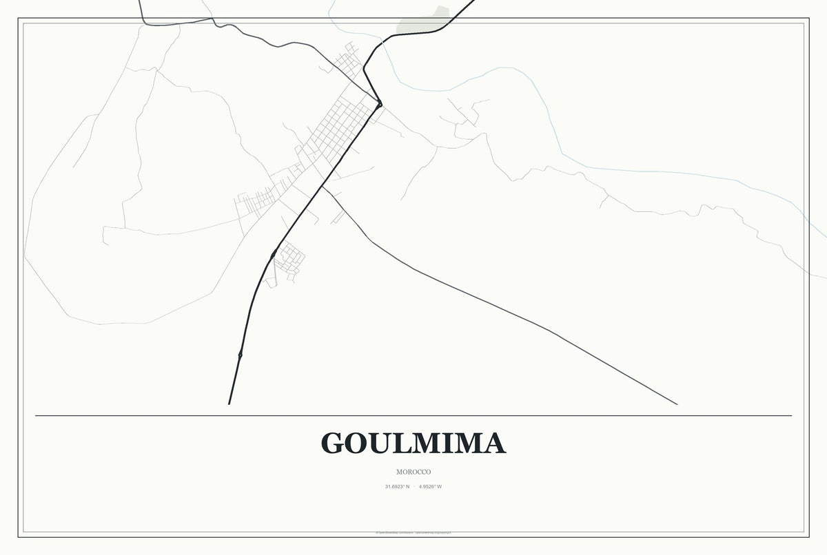 Goulmima, Morocco City Map Aluminum Sign in Gallery Air style
