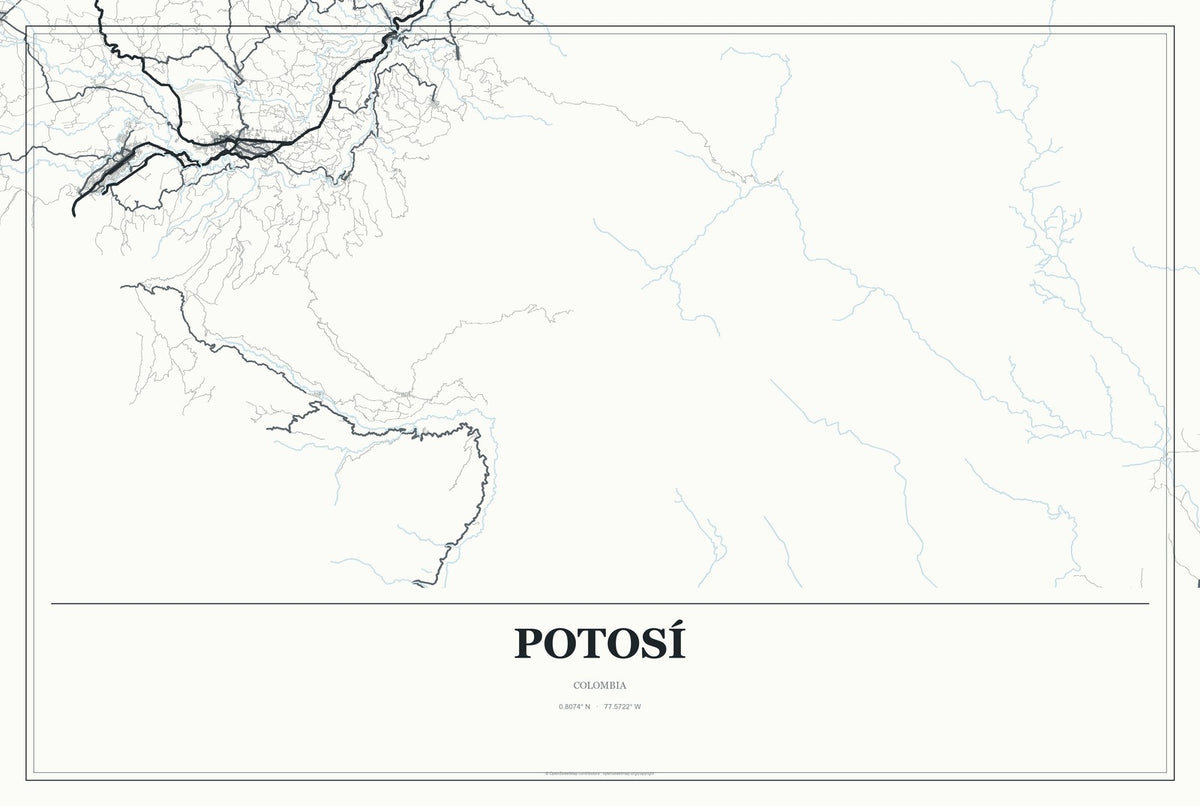 Potosí, Colombia City Map Aluminum Sign in Gallery Air style