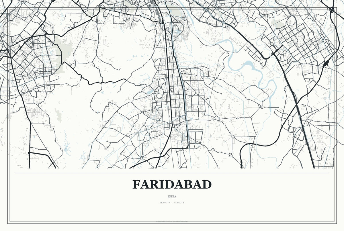 Faridabad, India City Map Aluminum Sign in Gallery Air style