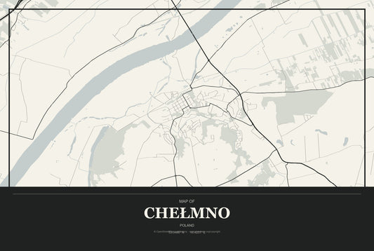 Chełmno, Poland City Map Aluminum Sign in Museum Plaque style