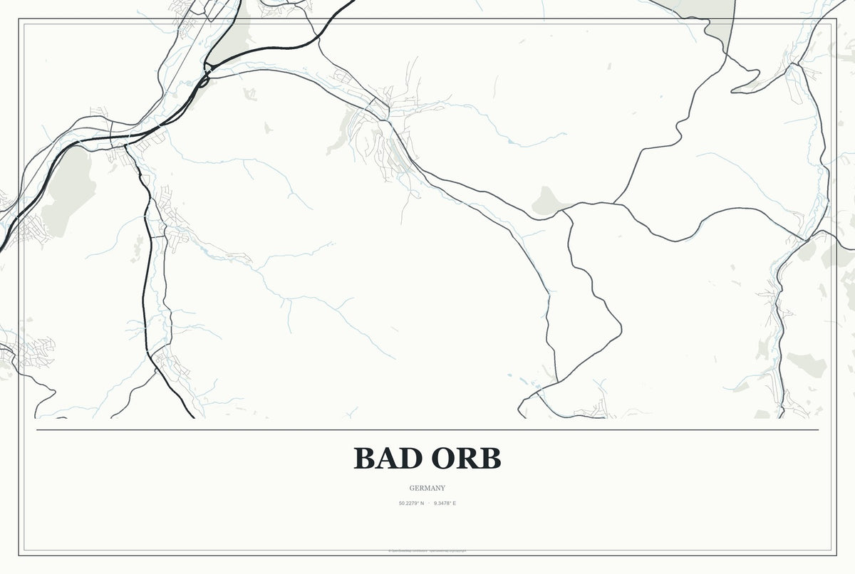 Bad Orb, Germany City Map Aluminum Sign in Gallery Air style