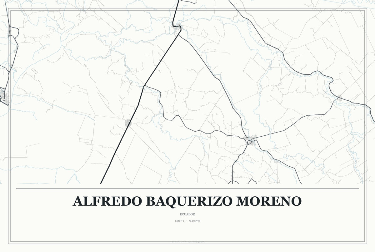 Alfredo Baquerizo Moreno, Ecuador City Map Aluminum Sign in Gallery Air style