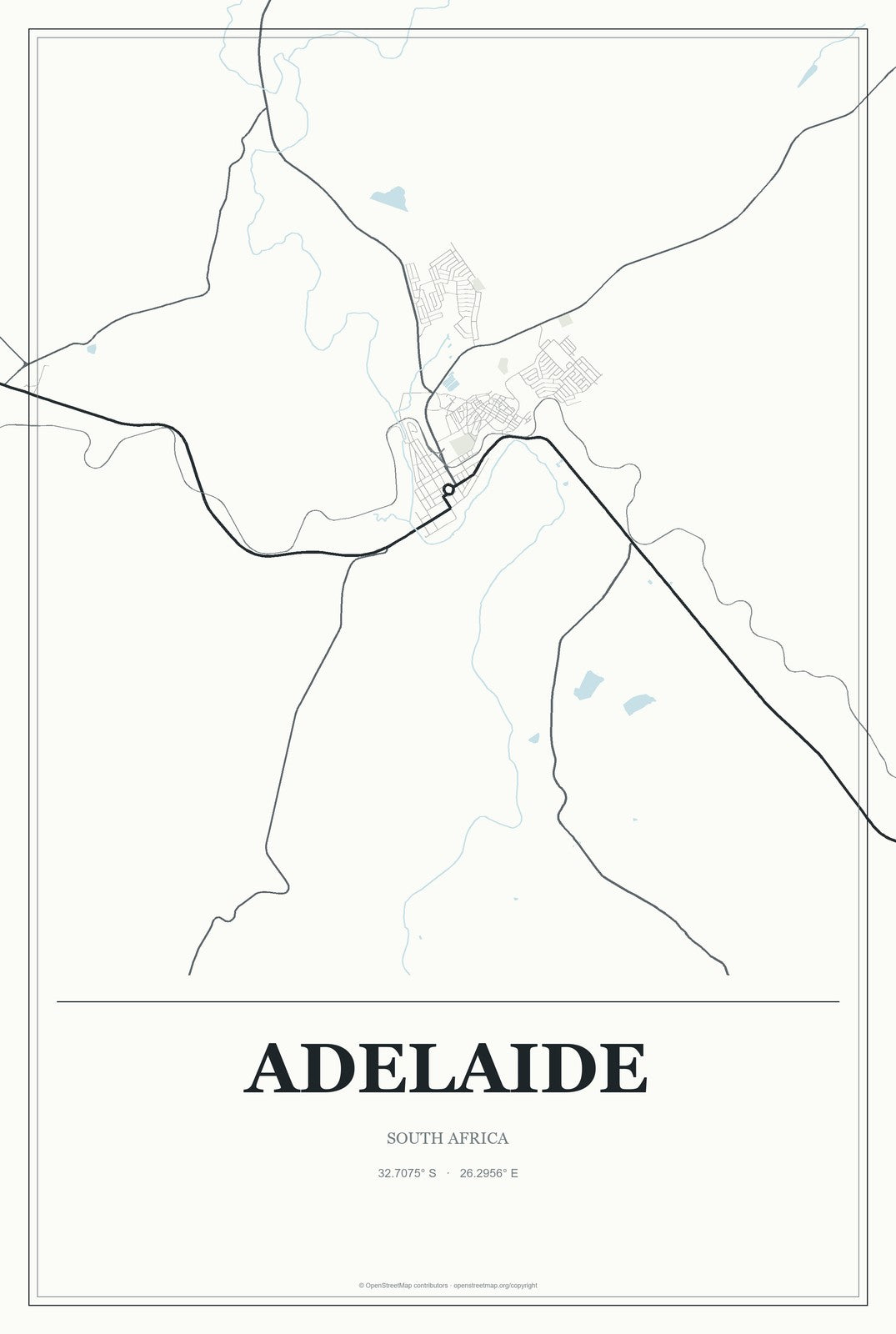 Adelaide, South Africa City Map Aluminum Sign in Gallery Air style