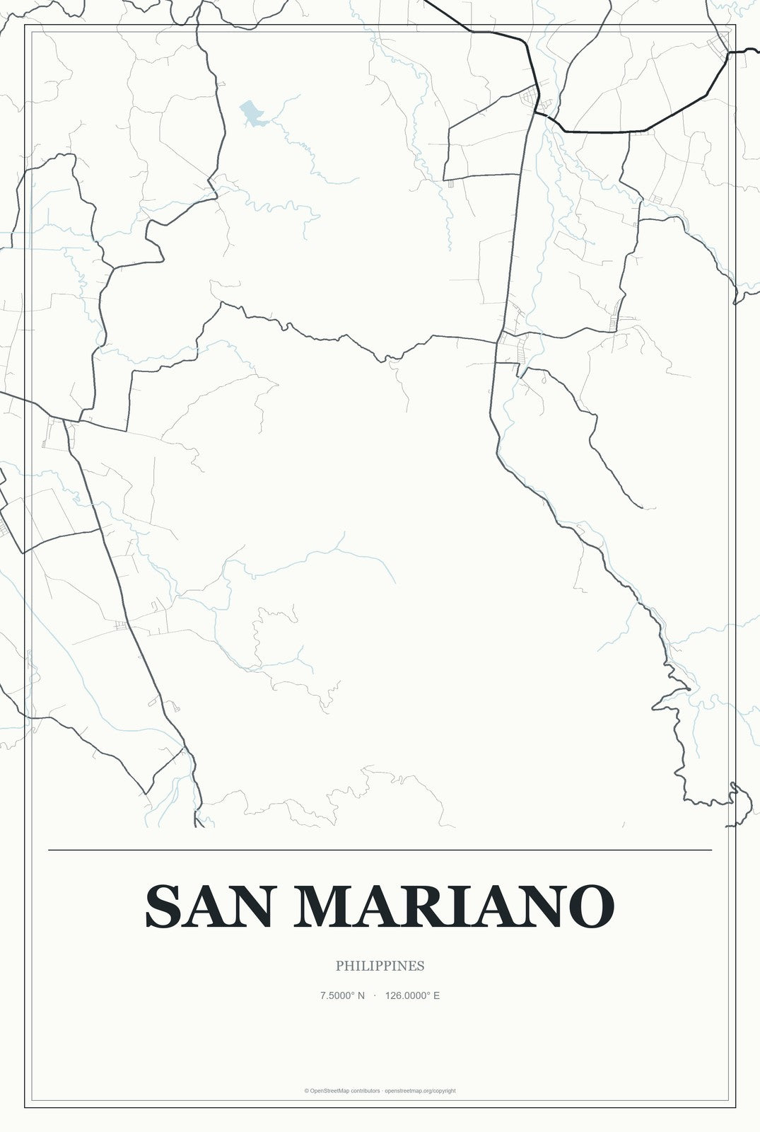 San Mariano, Davao Region, Philippines City Map Aluminum Sign in Gallery Air style