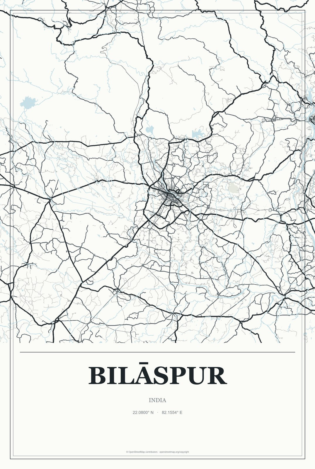 Bilāspur, Haryana, India City Map Aluminum Sign in Gallery Air style