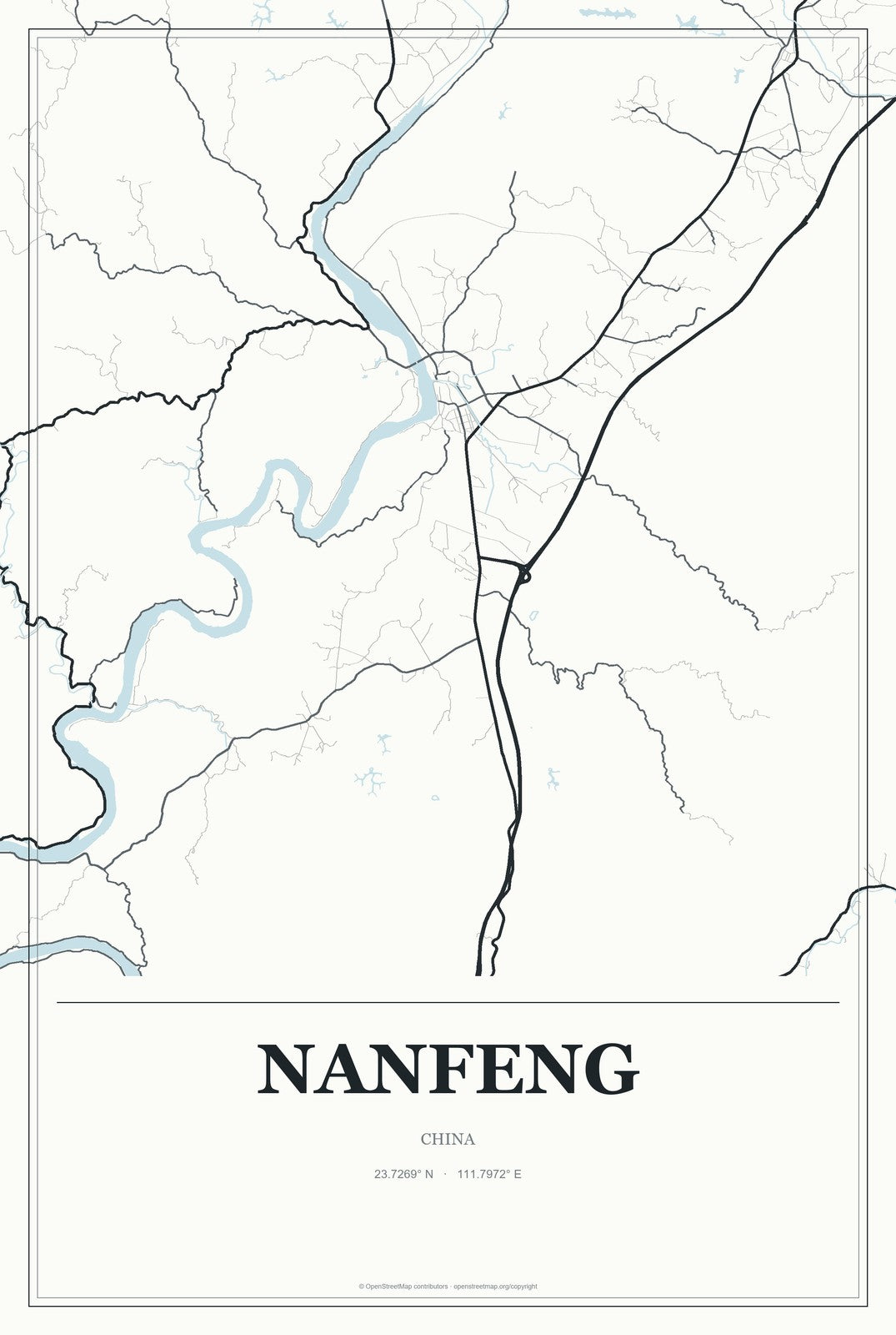 Nanfeng, Hainan, China City Map Aluminum Sign in Gallery Air style