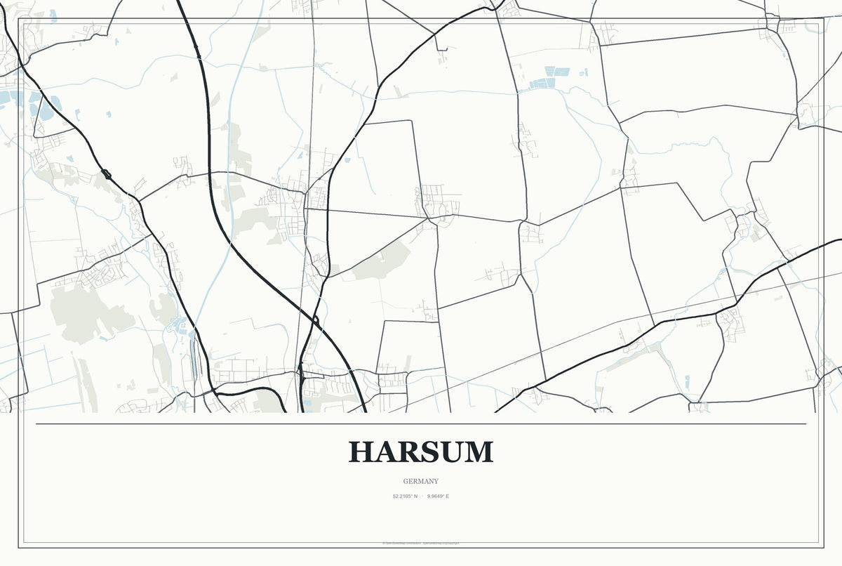 Harsum, Germany City Map Aluminum Sign in Gallery Air style
