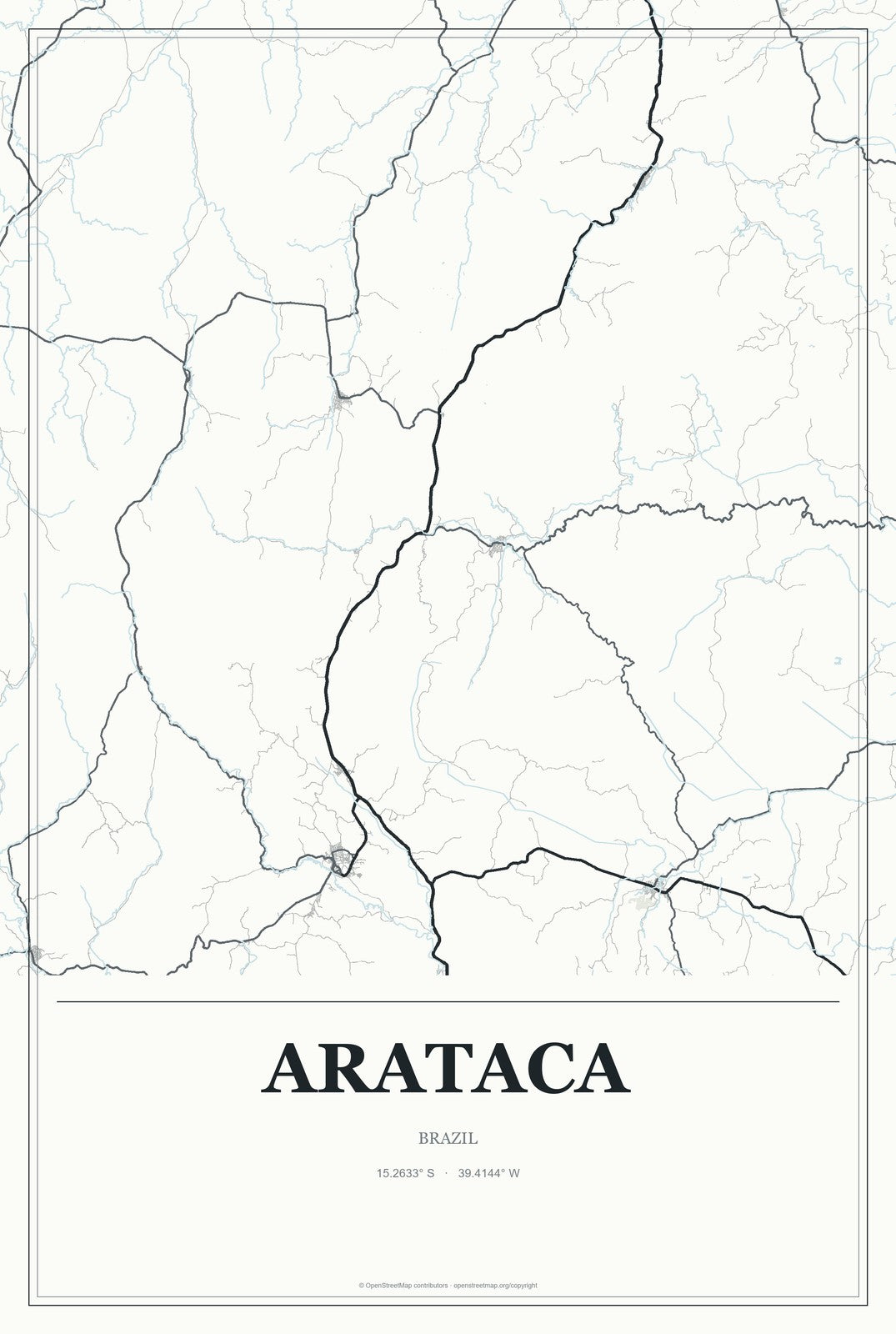 Arataca, Brazil City Map Aluminum Sign in Gallery Air style