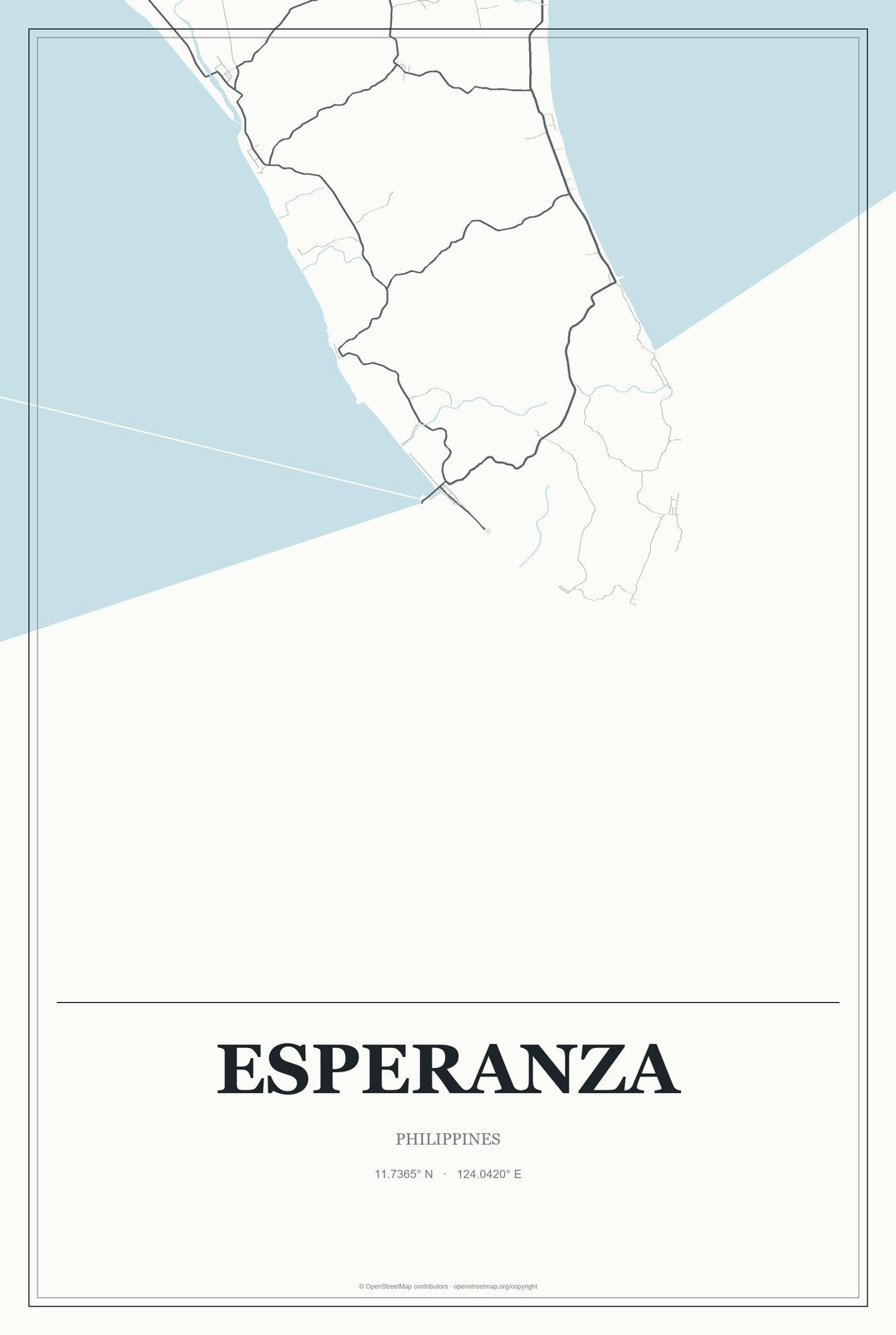 Esperanza, Philippines City Map Aluminum Sign in Gallery Air style