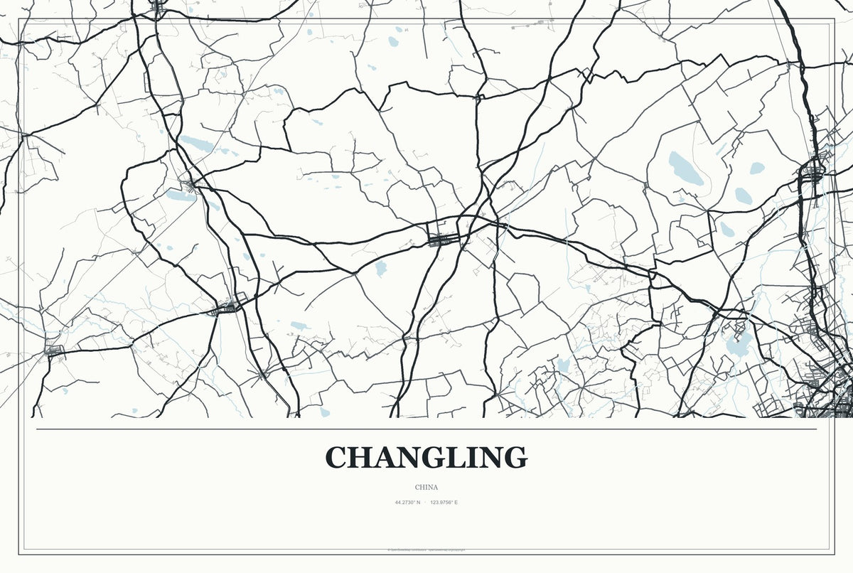 Changling, Chongqing, China City Map Aluminum Sign in Gallery Air style