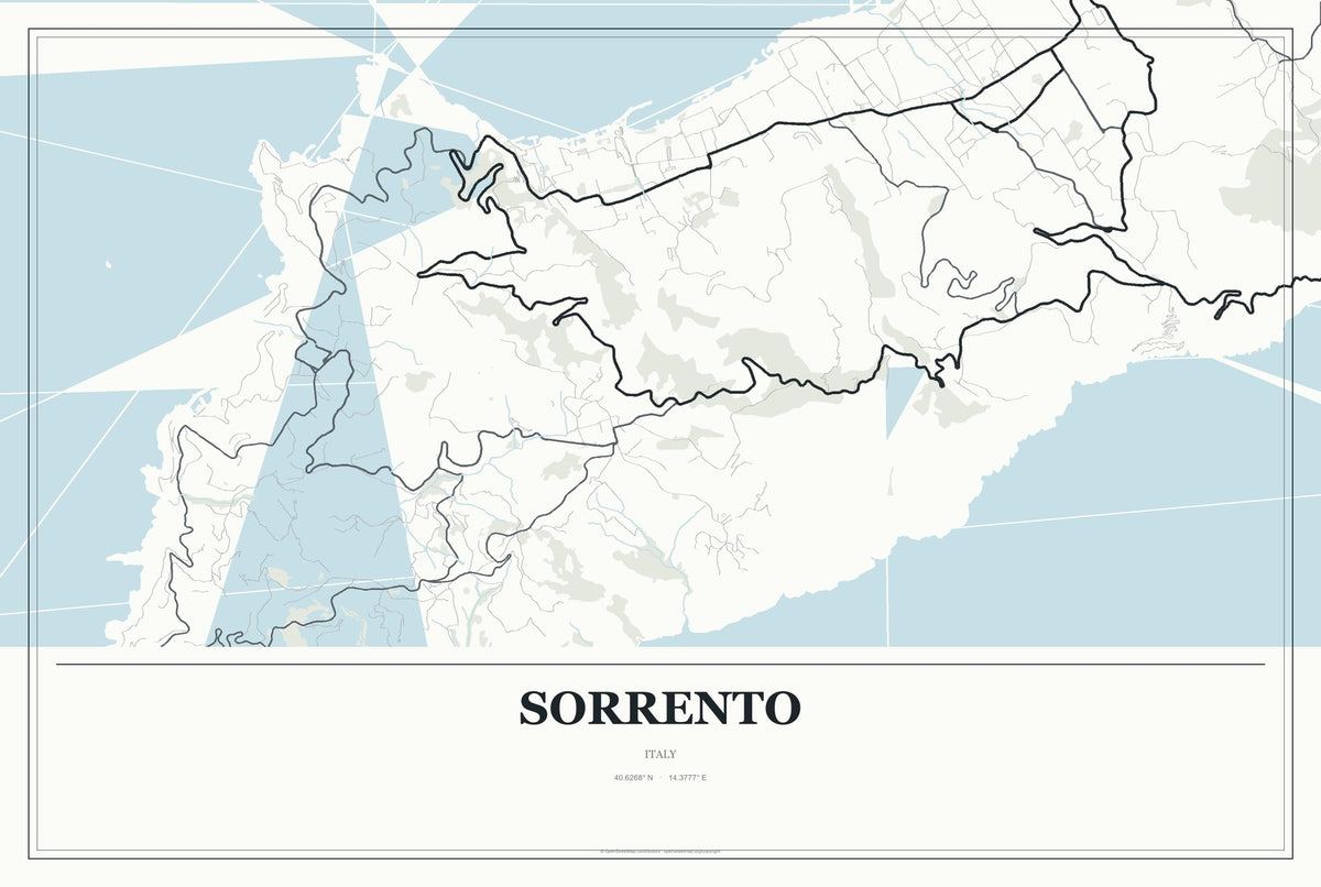 Sorrento, Italy City Map Aluminum Sign in Gallery Air style
