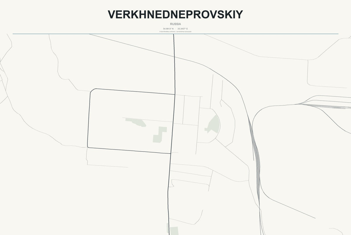 Verkhnedneprovskiy, Russia City Map Aluminum Sign in Headline Atlas style