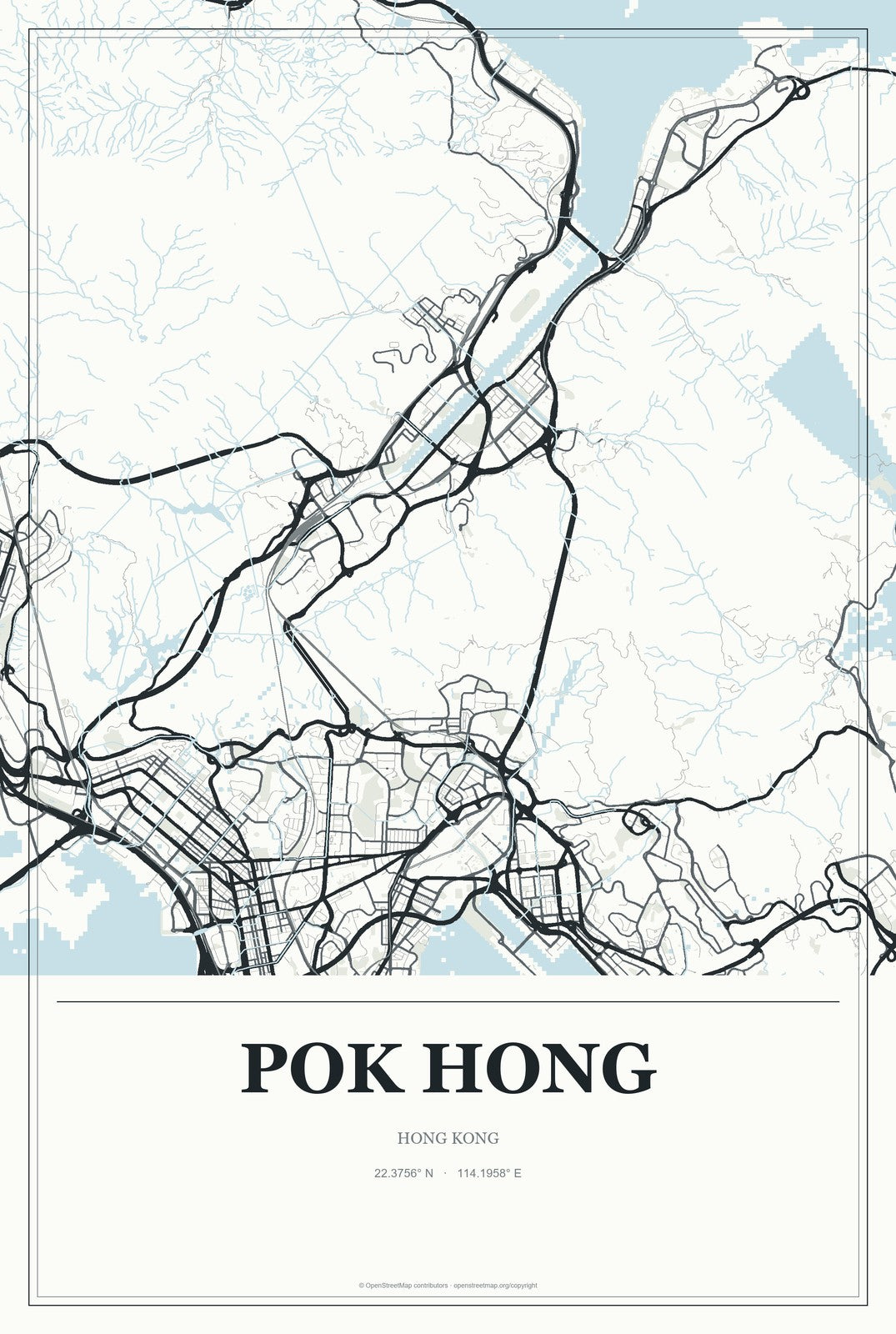 Pok Hong, Hong Kong City Map Aluminum Sign in Gallery Air style