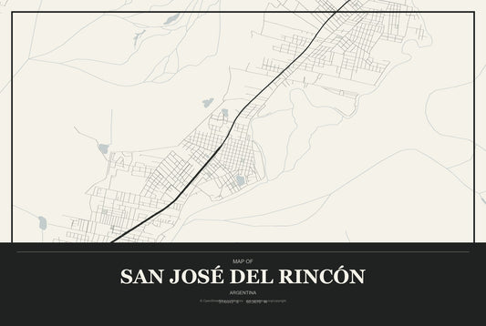 San José del Rincón, Argentina City Map Aluminum Sign in Museum Plaque style